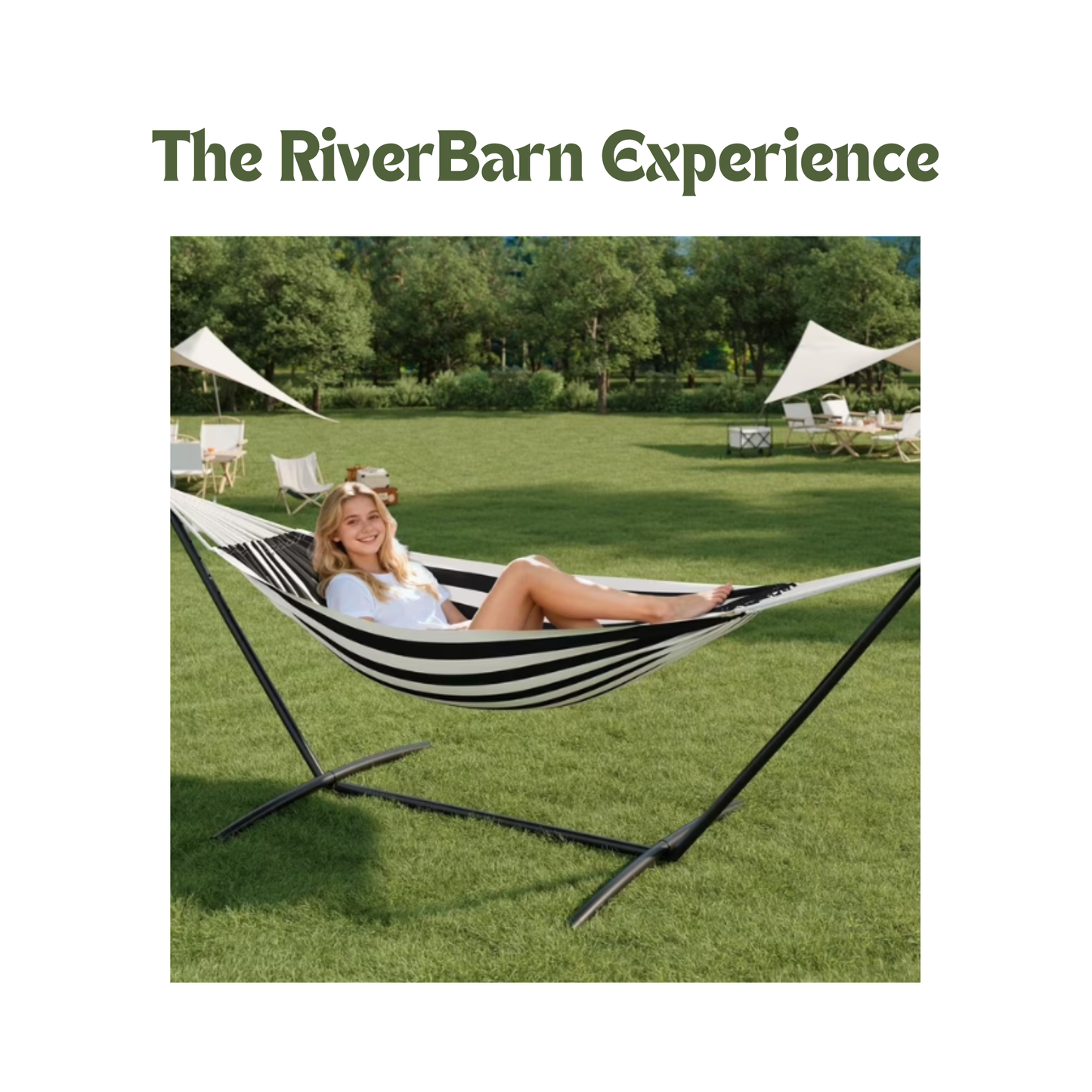 Double Hammock with Stand - Heavy Duty 450 lbs., Indoor & Outdoor Use with Travel Bag