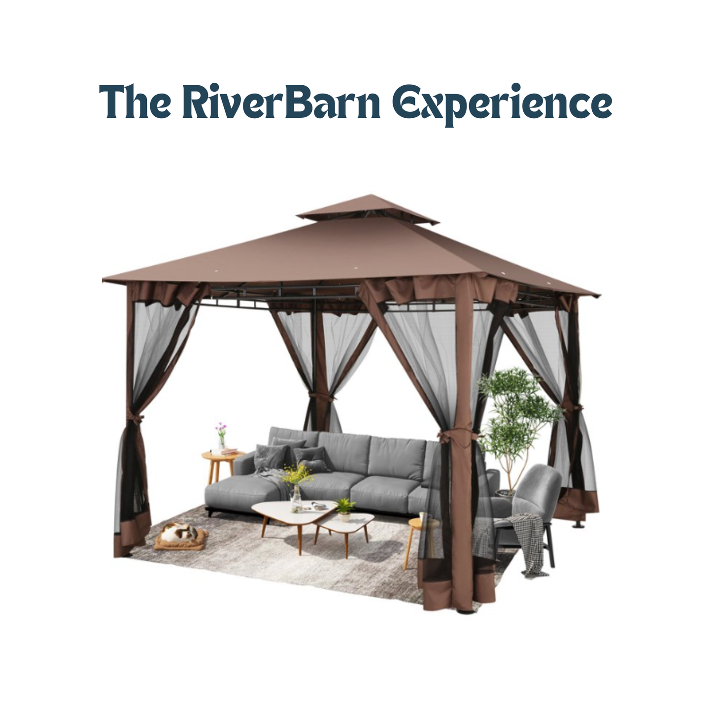 10x10 Gazebos for Patios, Canopy Tent Outdoor Gazebo Backyard Gazebo Patio with Mosquito Netting and Double Roof for Party, Wedding, BBQ and Event
