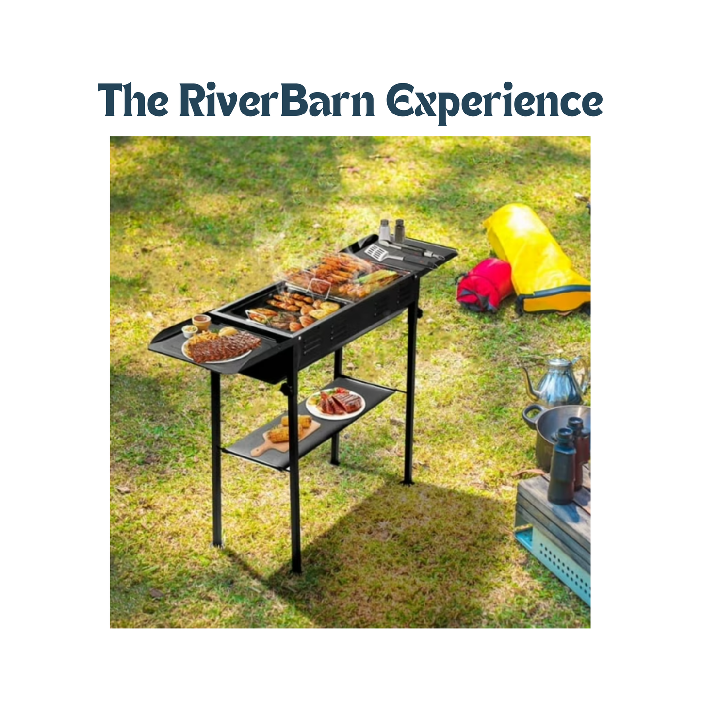 Portable Foldable Charcoal Grill, Outdoor BBQ Grill with 2 in 1 Griddle, Side Trays and Carry Bag