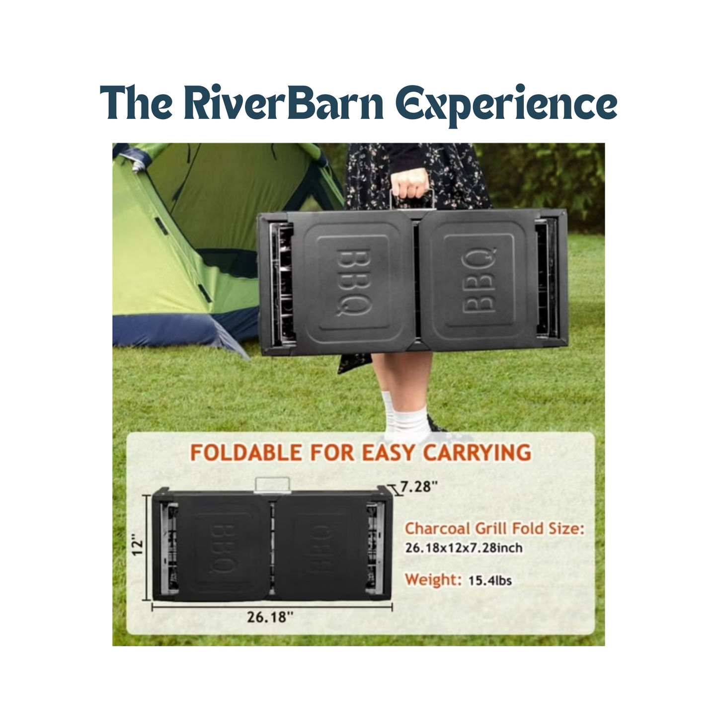 Portable Foldable Charcoal Grill, Outdoor BBQ Grill with 2 in 1 Griddle, Side Trays and Carry Bag