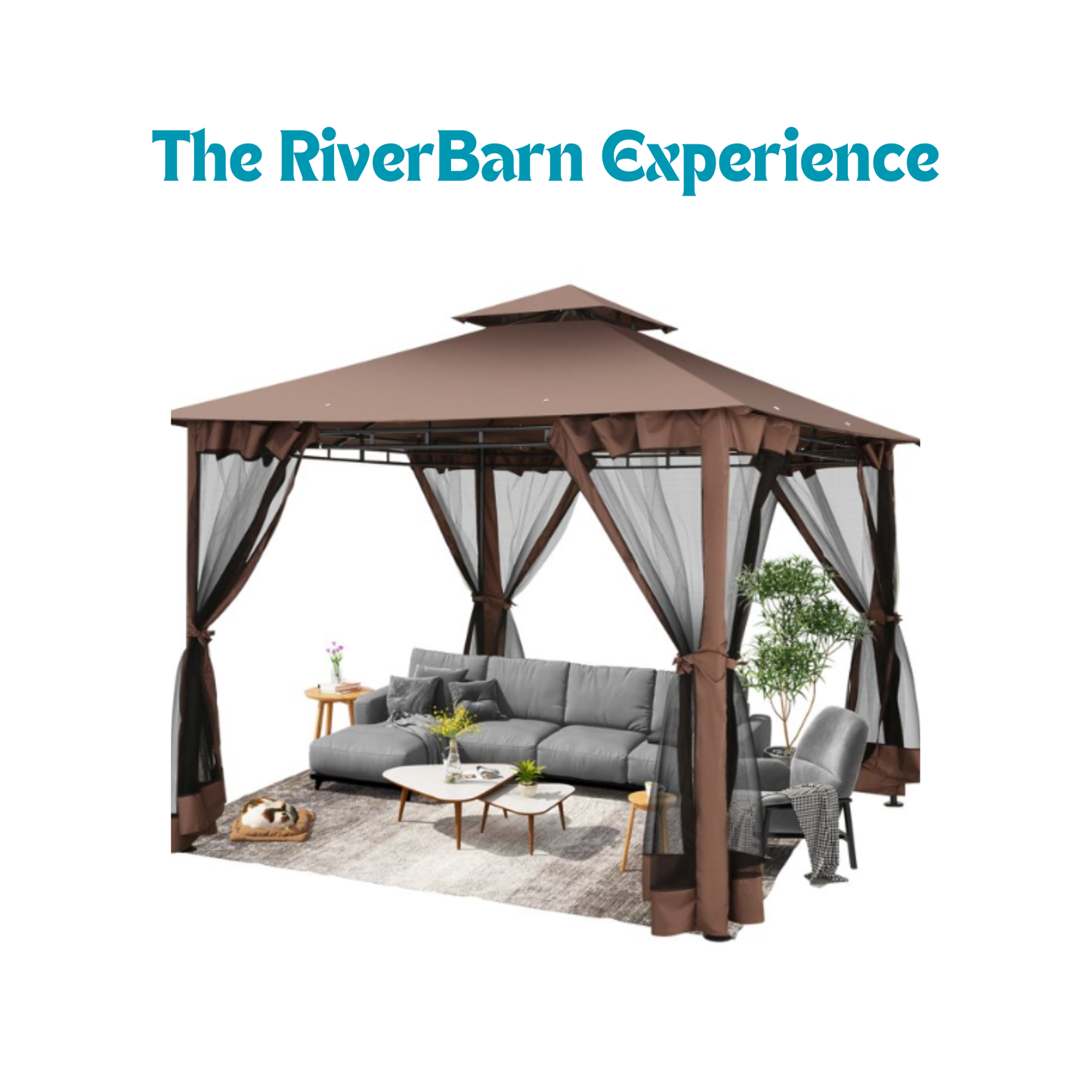 10x10 Gazebos for Patios, Canopy Tent Outdoor Gazebo Backyard Gazebo Patio with Mosquito Netting and Double Roof for Party, Wedding, BBQ and Event